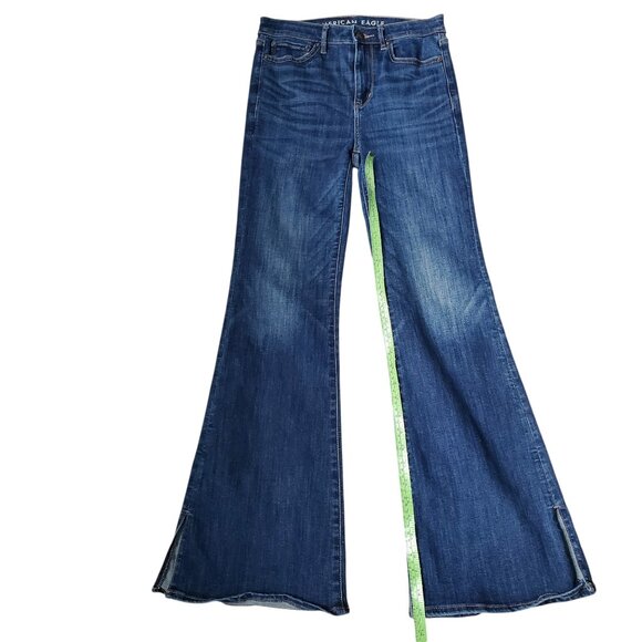 American Eagle Super High Rise Flare Jeans with Slits Size 4 - Picture 2 of 10